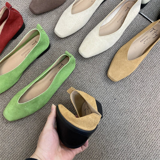 Bailamos Women Red Lightweight Shoes Square Toe Slip On Vintage Soft Ballet Flats Female Shoes Ballet Flats Casual Sneaker Shoe