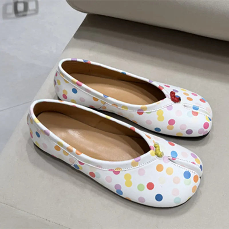 Fashion Colorful Polka Dot Split toe Women Ballet Flats Sweet Spring Summer Tabi Walking Loafers Casual Girls Dance Lazy Shoes