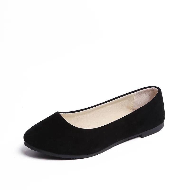 Slip On Women Flats Shoes Candy Color Pointed Toe Female Loafers Large Size Shoes Woman Spring Flock Ladies Ballet Flats WSH2214