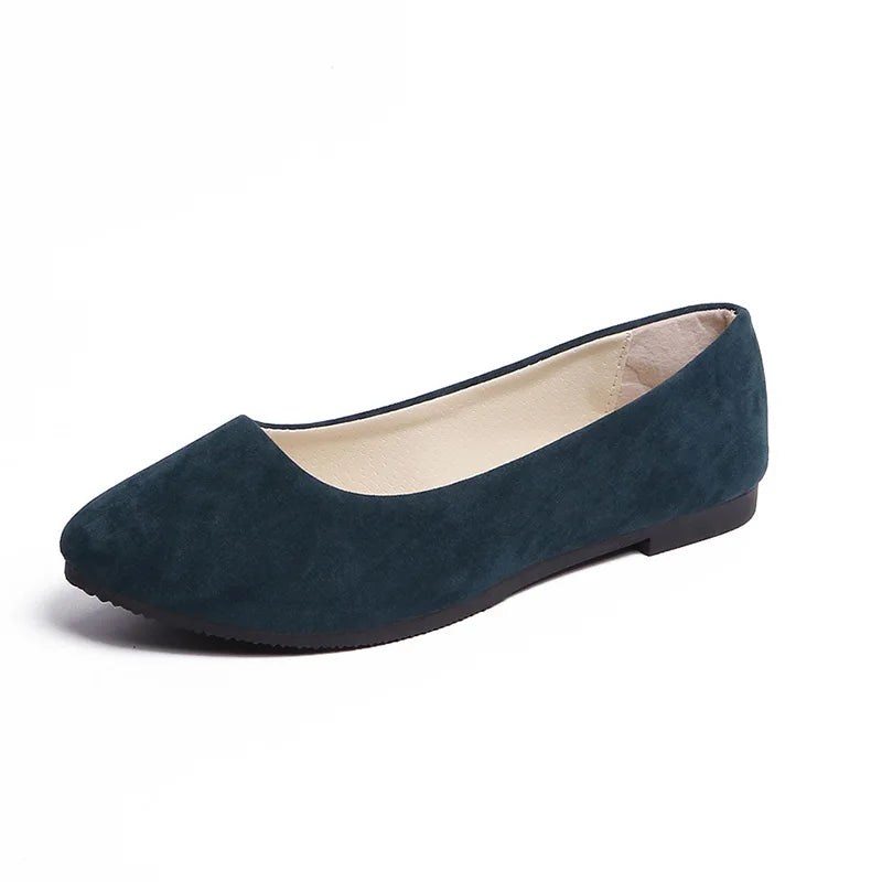 Slip On Women Flats Shoes Candy Color Pointed Toe Female Loafers Large Size Shoes Woman Spring Flock Ladies Ballet Flats WSH2214