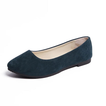 Slip On Women Flats Shoes Candy Color Pointed Toe Female Loafers Large Size Shoes Woman Spring Flock Ladies Ballet Flats WSH2214