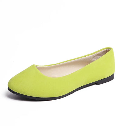 Slip On Women Flats Shoes Candy Color Pointed Toe Female Loafers Large Size Shoes Woman Spring Flock Ladies Ballet Flats WSH2214