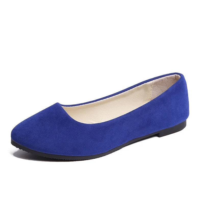 Slip On Women Flats Shoes Candy Color Pointed Toe Female Loafers Large Size Shoes Woman Spring Flock Ladies Ballet Flats WSH2214
