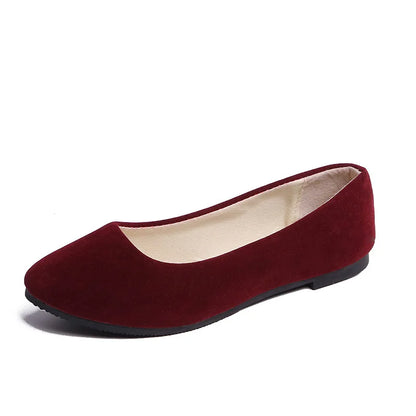 Slip On Women Flats Shoes Candy Color Pointed Toe Female Loafers Large Size Shoes Woman Spring Flock Ladies Ballet Flats WSH2214