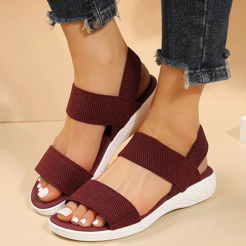 Women's Knit Elastic Cloth Wedge Sandals Slip On Lightweight Walking Sandals Women Plus Size Comfortable Summer Shoes Woman 2025