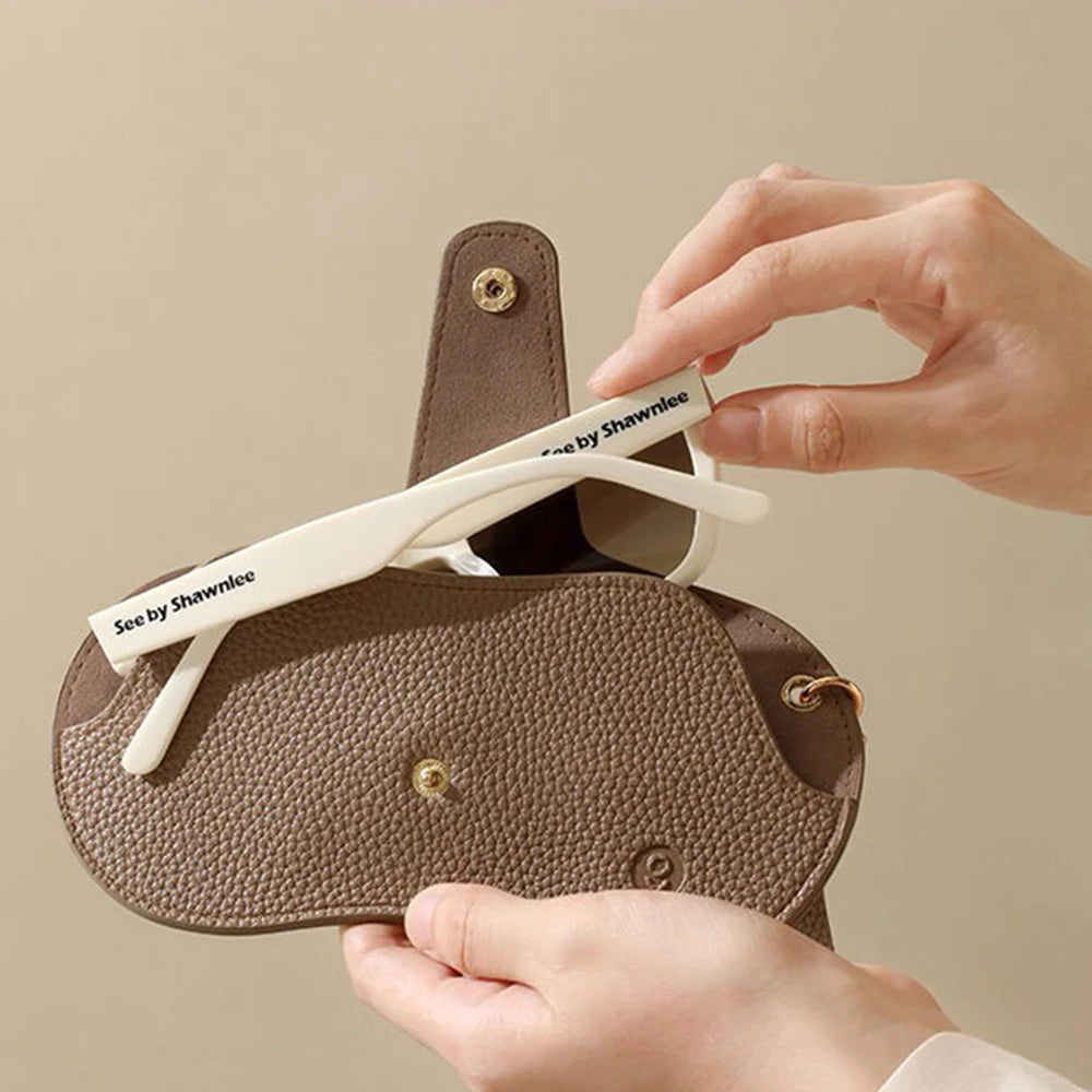 Soft Lychee Pattern Pu Leather Glasses Bag Retro Sunglasses Case Portable Myopia Frame Case Simple Eyeglasses Bag