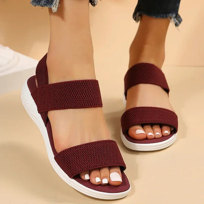 Women's Knit Elastic Cloth Wedge Sandals Slip On Lightweight Walking Sandals Women Plus Size Comfortable Summer Shoes Woman 2025
