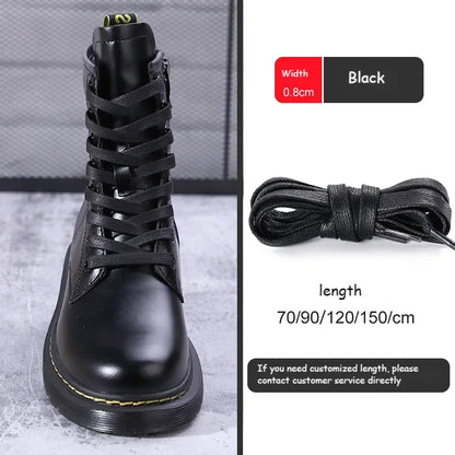 1Pair Quality Flat Waterproof Shoe laces Waxed Cotton Shoelaces Unisex Boots Casual Sneakers Shoelace Leather Laces Shoes