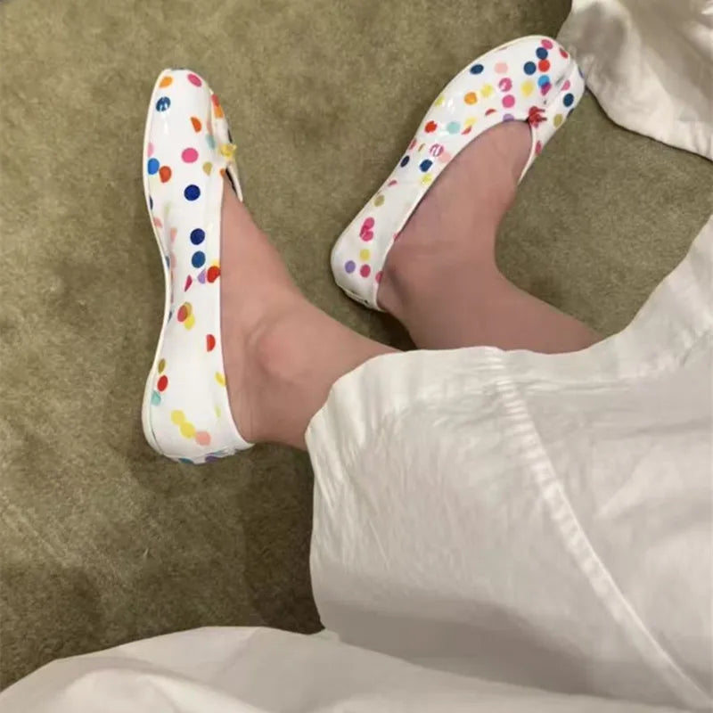 Fashion Colorful Polka Dot Split toe Women Ballet Flats Sweet Spring Summer Tabi Walking Loafers Casual Girls Dance Lazy Shoes