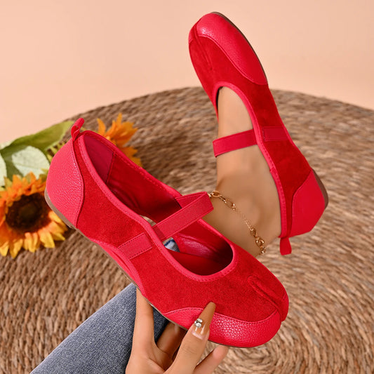 New Red Ballet Flats Trainers Women Split Toe Ballerina Tabi Walking Sneakers Woman Mary Jane Shoes Footwear