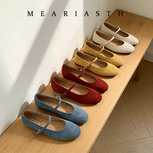 Original Shoes Ballet Flats Stylish suede leather Women's Mary Jane Ballet Shoes Laofers Casual Soft Leather Comfortable Flat