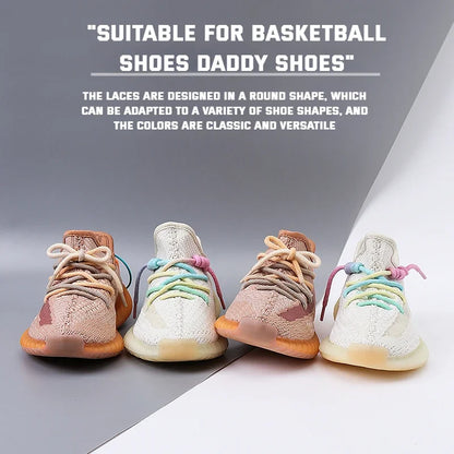 1Pair Colorful Round Shoelaces Rainbow Cotton Shoelace Running Sneakers Laces 80/100/120/140/160CM Shoe laces Shoes Accessories