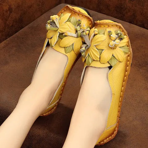 Brand Luxury Genuine Leather Loafer Shoes Women's Retro Flats Vintage Moccasins Ladies Ballet Flats Slip On Shallow Shoes