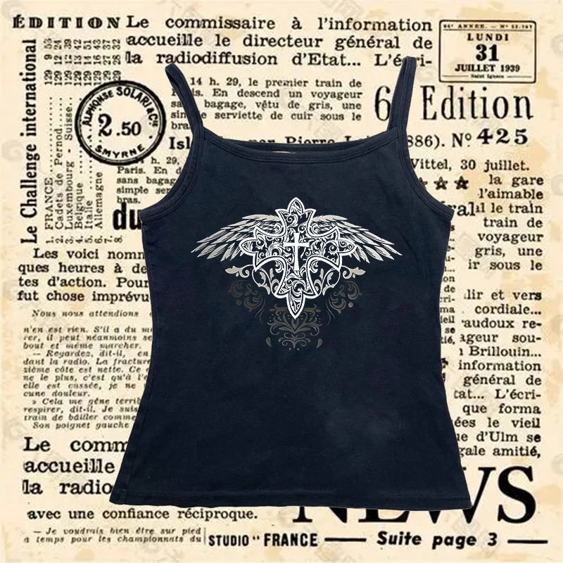 Y2k Streetwear Goth Harajuku T-shirt Fashion Vintage Aesthetic Versatile Crop Top Women Creative Comic Pattern Printing Baby Tee