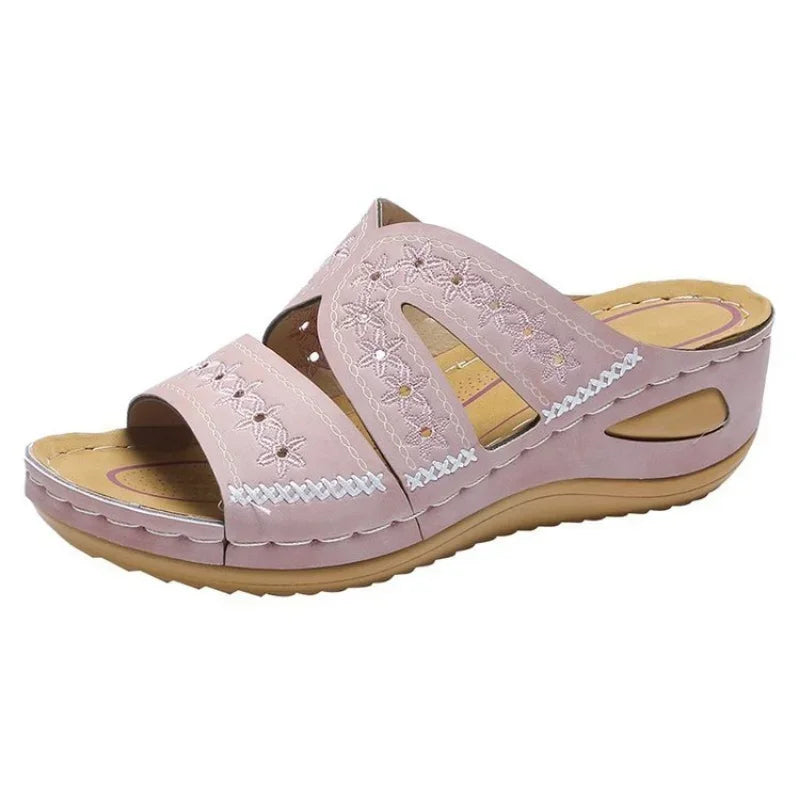 Summer Women Wedge Sandals Premium Orthopedic Open Toe Sandals Vintage Anti-Slip Leather Casual Female Platform Retro Shoes New