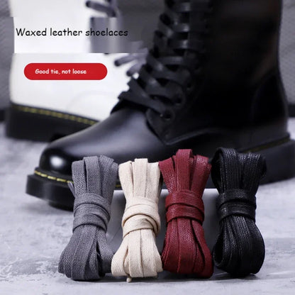 1Pair Quality Flat Waterproof Shoe laces Waxed Cotton Shoelaces Unisex Boots Casual Sneakers Shoelace Leather Laces Shoes