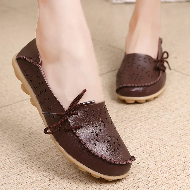 Women Shoes Leather Ballet Flats Zapatos Mujeres 2026 Trend Loafers Women's Summer Shoes Casual Flats Breather Summer Footwear