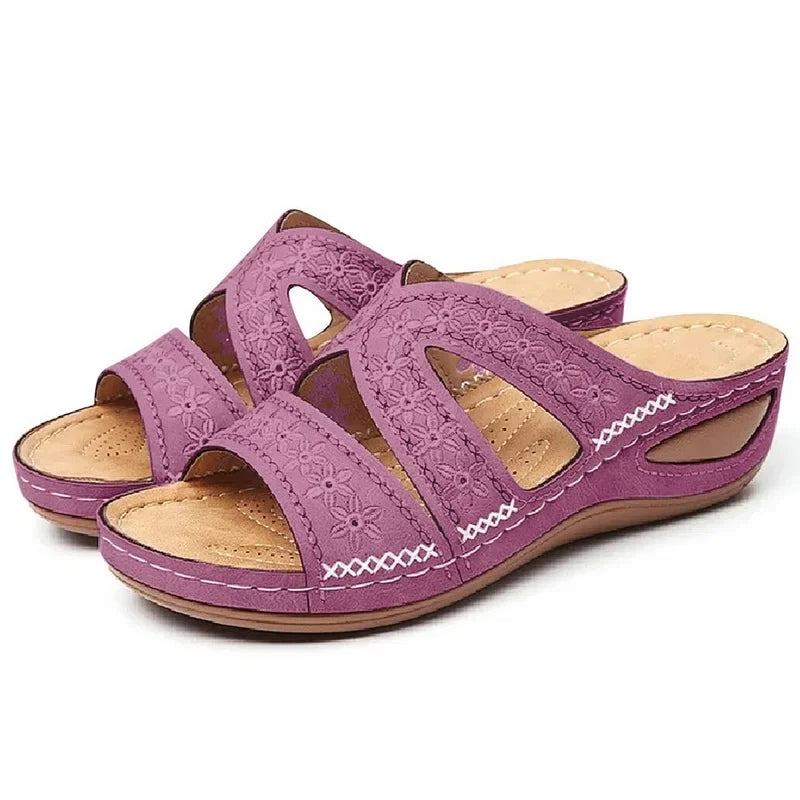 Summer Women Wedge Sandals Premium Orthopedic Open Toe Sandals Vintage Anti-Slip Leather Casual Female Platform Retro Shoes New