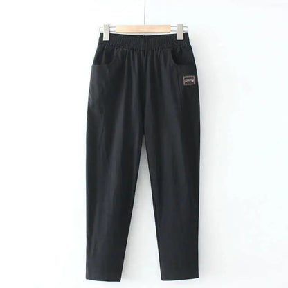 Women's Loose Cotton Linen Pants High Waist Nine Points Slimming Casual Harlan Pants Breathable Thin Linen Material