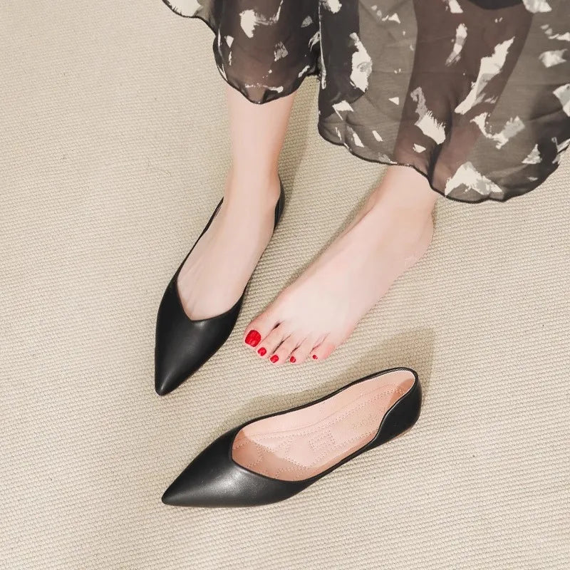 Spring Autumn Women Flats Pointed Toe New 2021 Plaid Ballet Flats Woman Shoes Solid Color Boat Shoes zapatos mujer Single Shoes