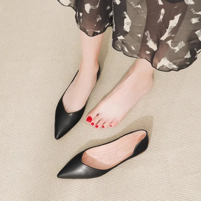 Spring Autumn Women Flats Pointed Toe New 2021 Plaid Ballet Flats Woman Shoes Solid Color Boat Shoes zapatos mujer Single Shoes
