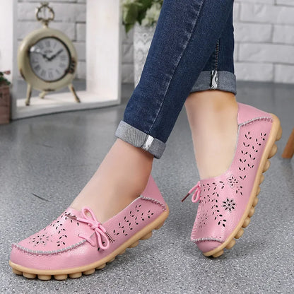 Women Shoes Leather Ballet Flats Zapatos Mujeres 2026 Trend Loafers Women's Summer Shoes Casual Flats Breather Summer Footwear