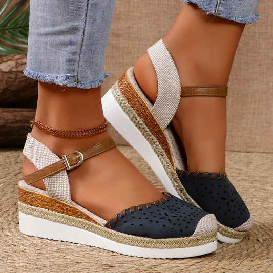 Women Closed Toe Wedge Sandals Fashion Espadrilles Platform Sandals Summer Buckle Strap Gladiator Shoes Woman Sandalias De Mujer