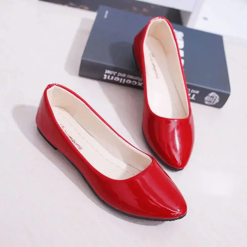 Women Candy Color Ballet Flats White Wedding Shoes Woman Flats Patent Leather Slip on Shoes Zapatos Mujer Ladies Boat Shoes224