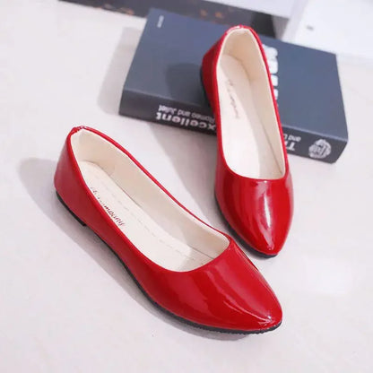 Women Candy Color Ballet Flats White Wedding Shoes Woman Flats Patent Leather Slip on Shoes Zapatos Mujer Ladies Boat Shoes224