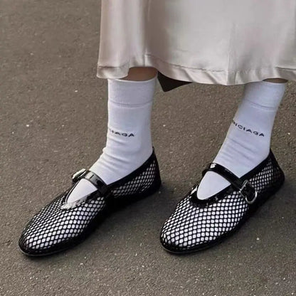 Women Breathable Hollow Shoes New Non-slip Soft Sole Ballet Flats Comfortable Large Size Lightweight Casual Outside Loafers