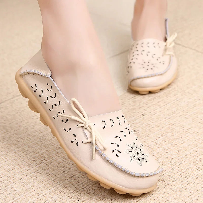 Women Shoes Leather Ballet Flats Zapatos Mujeres 2026 Trend Loafers Women's Summer Shoes Casual Flats Breather Summer Footwear