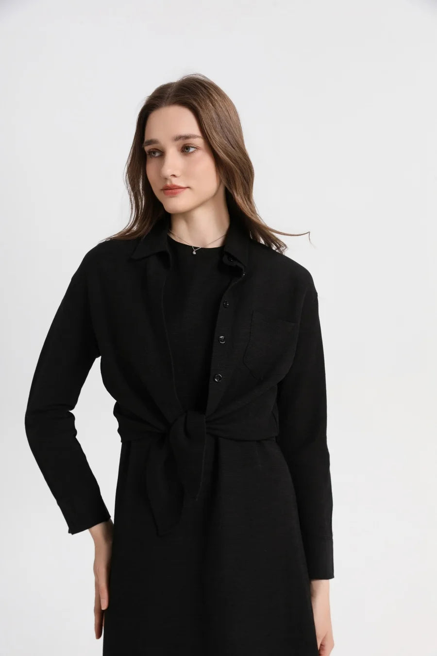 AS 2025 linen shirt + dress matching  set high quality nature linen with Breathable fabric