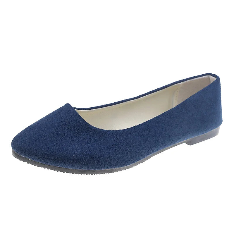 Slip On Women Flats Shoes Candy Color Pointed Toe Female Loafers Large Size Shoes Woman Spring Flock Ladies Ballet Flats WSH2214