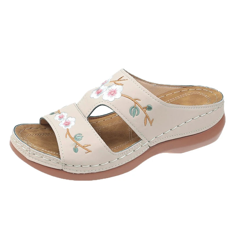 Summer Women Wedge Sandals Premium Orthopedic Open Toe Slippers Vintage Anti-Slip Leather Casual Female Platform Retro Shoes