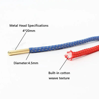 1Pair Round Shoelaces Sneakers Shoelace Quality Metal Head Rope Laces for Shoes Diameter 0.45cm 100/120/140/160cm Shoestrings