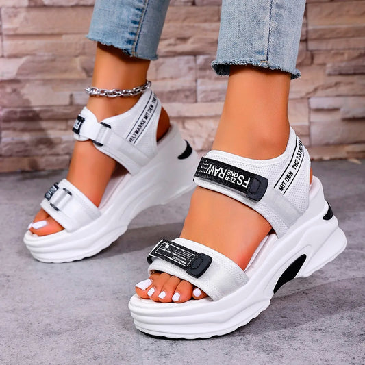 Women Platform Wedge Sandals Summer Fashion New Comfortable Shoes for Women Light Casual Velcro Beach Sandals Zapatos De Mujer