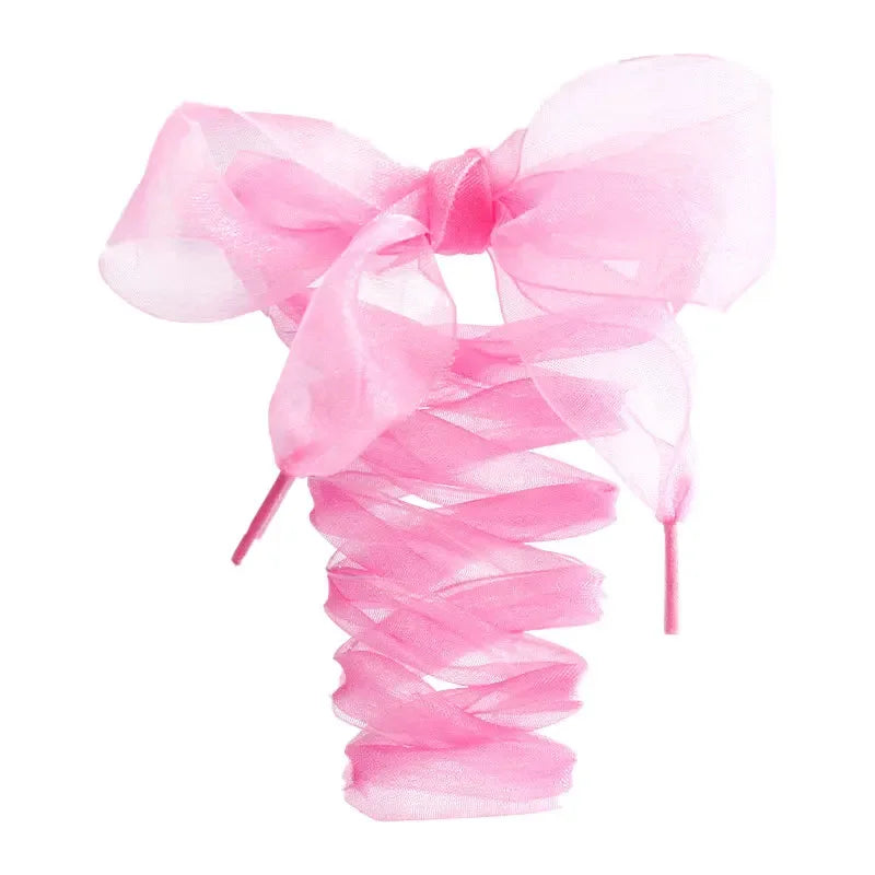 Fashion Chiffon Yarn Shoelaces 4cm Wider Flat Silk Shoelace Sneakers Rope Laces for Shoes  Shoes Accessories 100/120/140/160CM