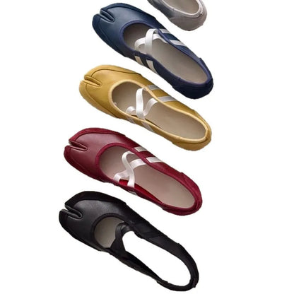 Black Silver Red Ballet Flats Trainers Women Split Toe Ballerina Tabi Walking Sneakers Woman Mary Jane Shoes Footwear Summer
