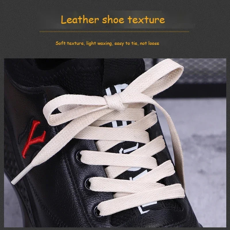 1Pair Quality Flat Waterproof Shoe laces Waxed Cotton Shoelaces Unisex Boots Casual Sneakers Shoelace Leather Laces Shoes