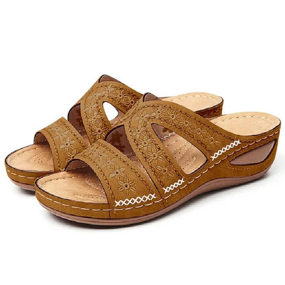 Summer Women Wedge Sandals Premium Orthopedic Open Toe Sandals Vintage Anti-Slip Leather Casual Female Platform Retro Shoes New