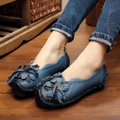 Brand Luxury Genuine Leather Loafer Shoes Women's Retro Flats Vintage Moccasins Ladies Ballet Flats Slip On Shallow Shoes