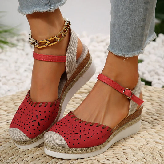 Women Closed Toe Wedge Sandals Fashion Espadrilles Platform Sandals Summer Buckle Strap Gladiator Shoes Woman Sandalias De Mujer