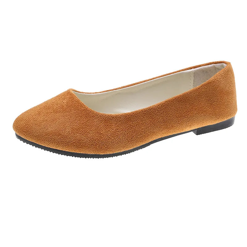 Slip On Women Flats Shoes Candy Color Pointed Toe Female Loafers Large Size Shoes Woman Spring Flock Ladies Ballet Flats WSH2214