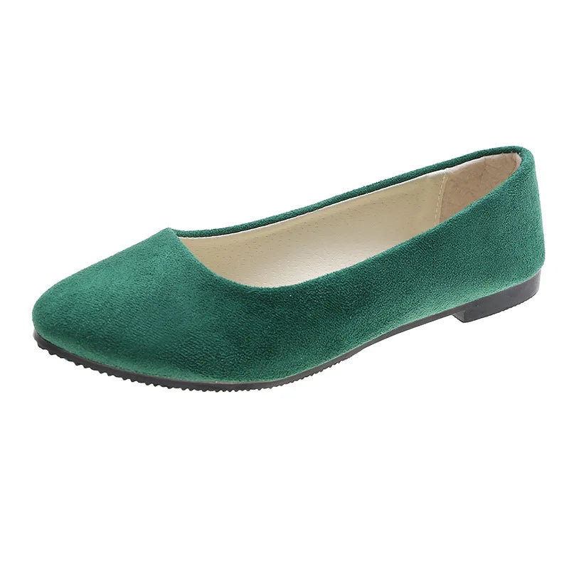 Slip On Women Flats Shoes Candy Color Pointed Toe Female Loafers Large Size Shoes Woman Spring Flock Ladies Ballet Flats WSH2214