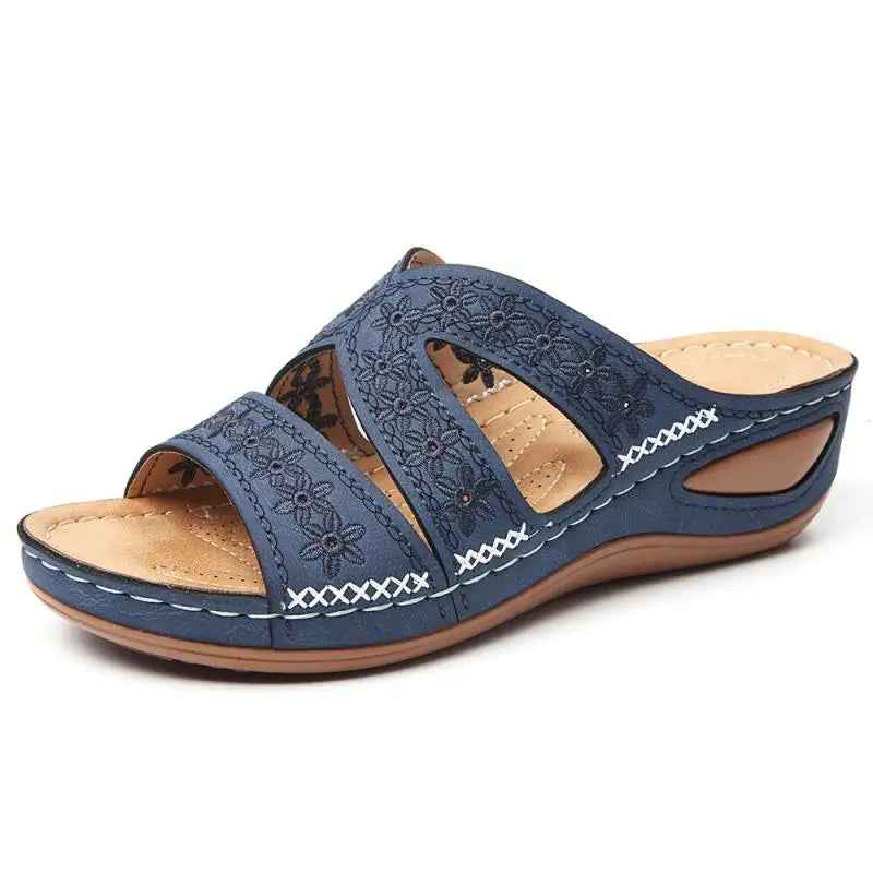 Summer Women Wedge Sandals Premium Orthopedic Open Toe Slippers Vintage Anti-Slip Leather Casual Female Platform Retro Shoes