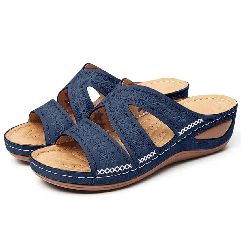 Summer Women Wedge Sandals Premium Orthopedic Open Toe Sandals Vintage Anti-Slip Leather Casual Female Platform Retro Shoes New