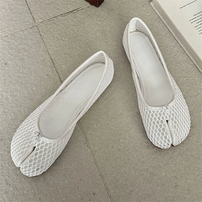 Summer Hollow Out Mesh Split Toe Women Tabi Ballet Flats Comfortable Walking Loafers Casual Ladies Dance Shoe Zapatos De Mujer