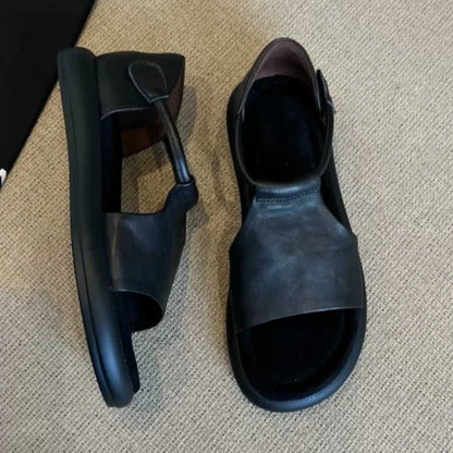 2026 Summer New Genuine Leather Elegant Fashionable Sandals for Women Platform Wedge Sandals Casual Roman Women's Shoes