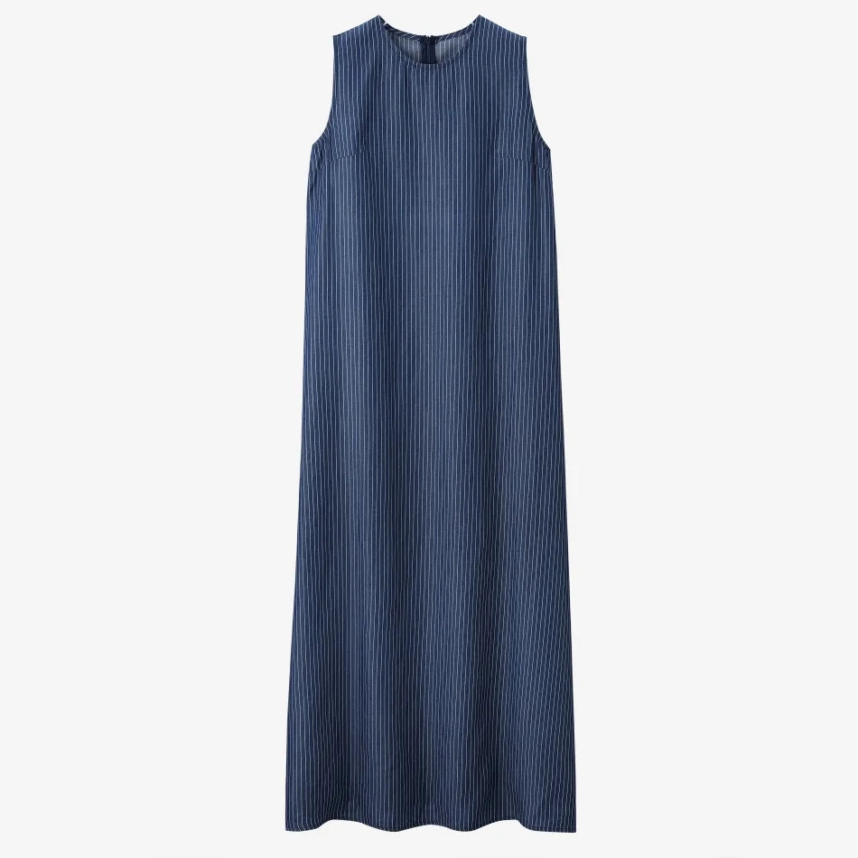 AS  SS26 Lyocell light Denim pinstripe wrap shirt + dress matching set fashionable vitality women's outfit