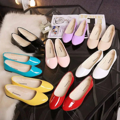 Women Candy Color Ballet Flats White Wedding Shoes Woman Flats Patent Leather Slip on Shoes Zapatos Mujer Ladies Boat Shoes224